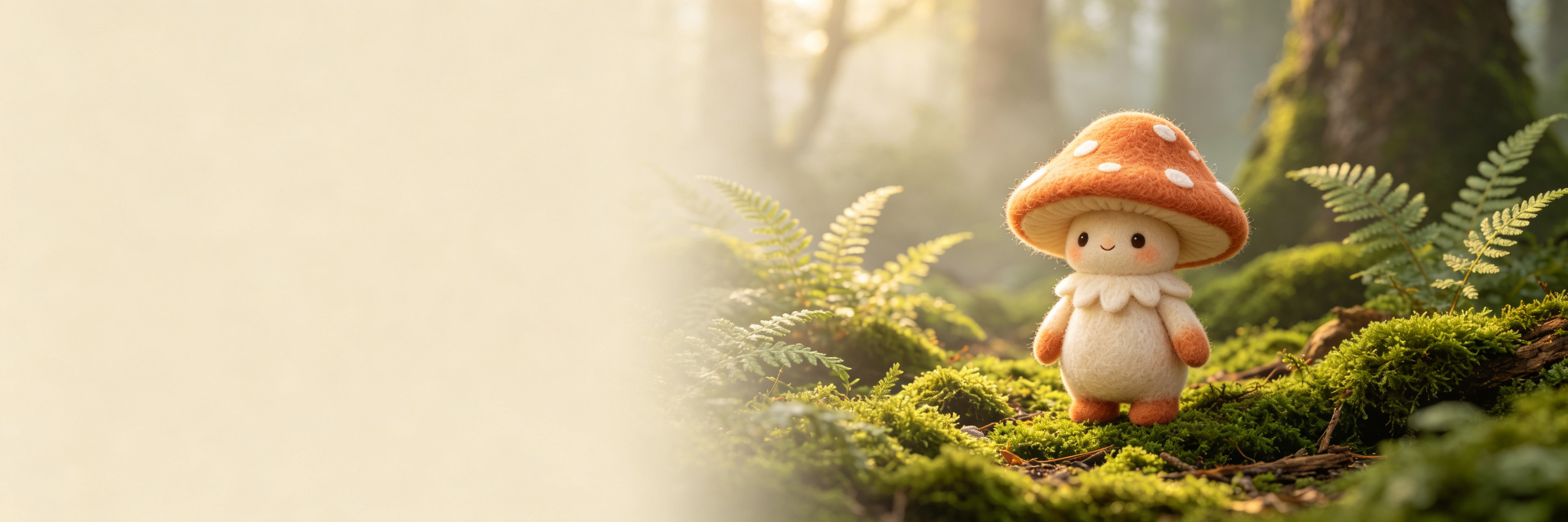 The flocked mushroom guardian on a misty mossy forest floor